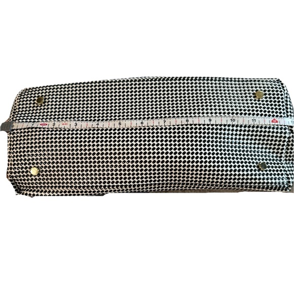 Gianni Bini Black & White Geometric Dot Structured Satchel with Gold Hardware - Picture 12 of 12